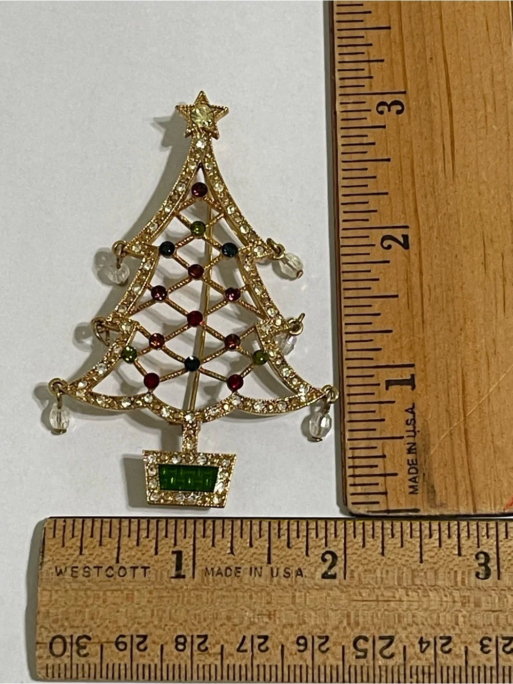 Vintage Avon 2005 2nd Annual Sparkly Multicolor Rhinestone Christmas Tree Brooch